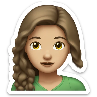 Girl with long statiger Brown hair abit tan and green eyes sticker