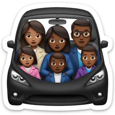 A fam of 7 mom dad big bro big sis middle sis and 2 baby we r black skin coulor and we r fine and baddies in a car sticker