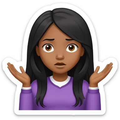 African American girl long hair middle hair part, shrugging sticker