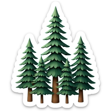 A cluster of tall pine trees forming a deep forest silhouette. sticker