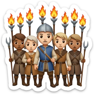les villageois qui certains ont des fourches + torches sapé en moyen age sticker