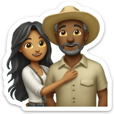 Latina island girl with white fisherman husband in love on an island  sticker