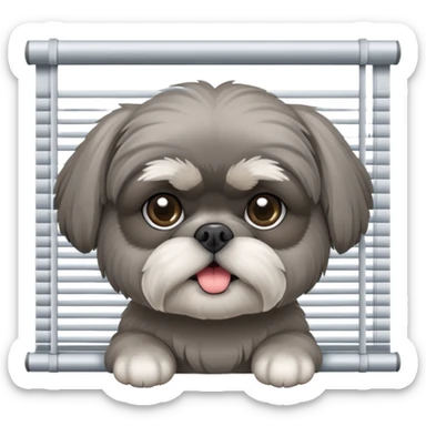 cute all grey shih tzu peeking through window blinds sticker