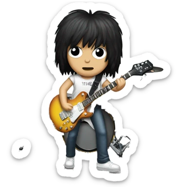 ramones playing rock guitar and drums sticker
