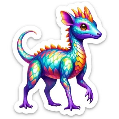 a colorful edgy cute vernid-fionbri-creature with splash patterns full body sticker