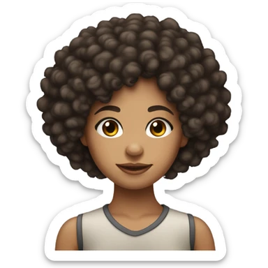Light skin Biracial Young Woman with black curly shoulder Afro sticker