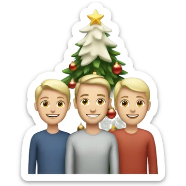 White Family in front of the Christmas tree  sticker