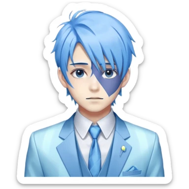 ethereal-pastel-transparent-translucent-gorgeous-spectral-dark-greyish-blue-whitish-gloomy-spectral-anime-poltergeist-man-with-blue-hair-with-a-beautiful-suit sticker