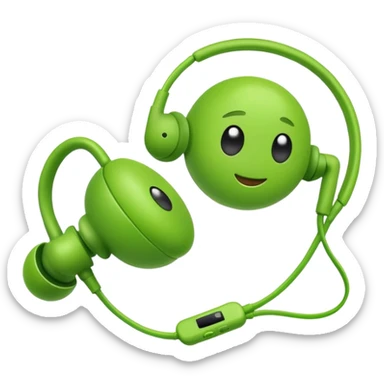 green pea with wireless earbuds sticker