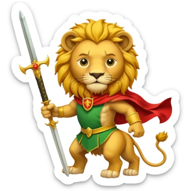 A lion with a sword and the sun on top of it and on the top green and bottom red flag sticker