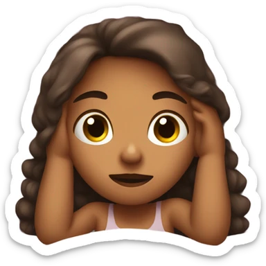 Girl laying in bed awake late at night  sticker