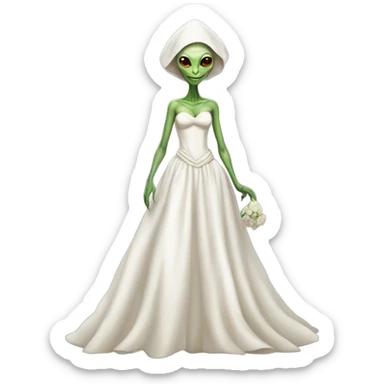 a Reptilian alien woman, full body, Wedding dress sticker
