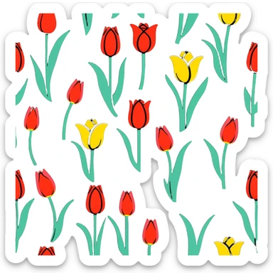 primary color tulips - red, blue, and yellow tulip flowers sticker