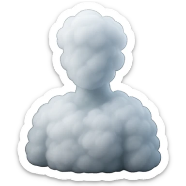 A person from the shoulders up, entirely composed of fluffy white convex clouds sticker