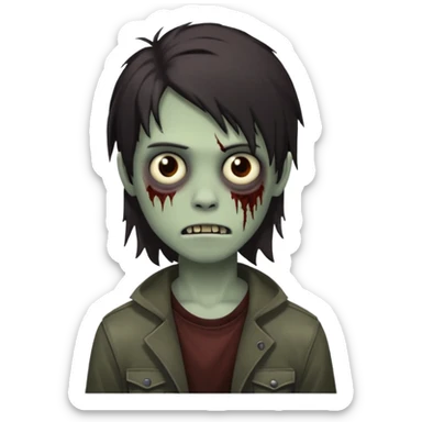 boy zombie with darkish brown not-so long hair emo sticker