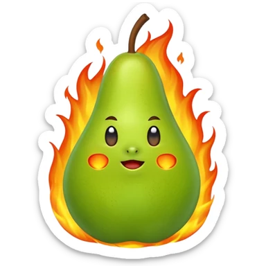 grüne birne in flame sticker