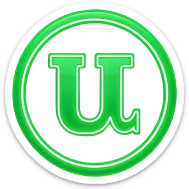 Make a logo of the letter UE with a neon green ring around in a circle sticker