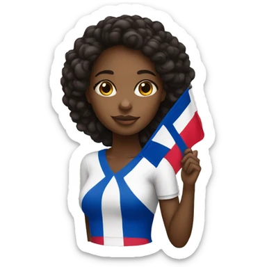 Black girl with dominican republic flag  sticker