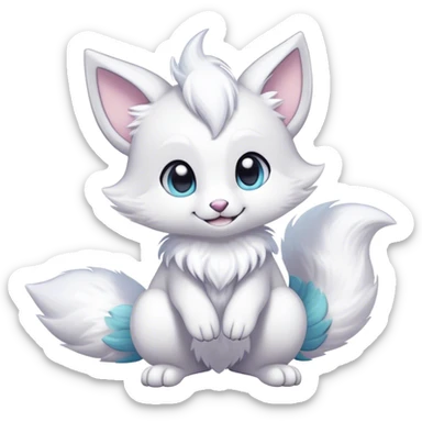Kawaii bright fantasy ethereal anthro fursona Fakemon with tufted tail  sticker