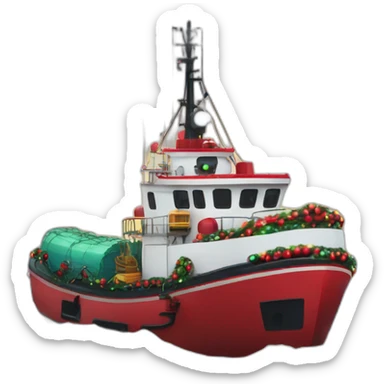 offshore tug boat decorated for Christmas  sticker