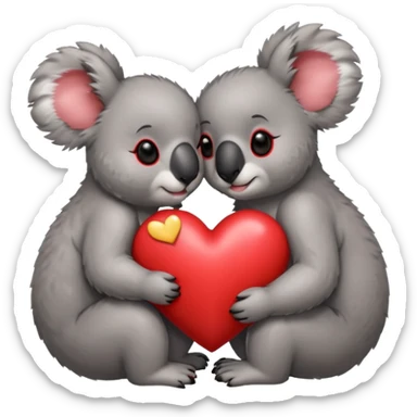 koalas cuddling with heart between them sticker