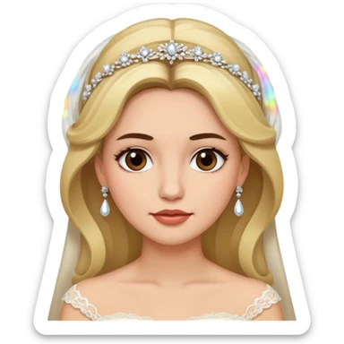 White tanned skin bride with dark brown hair mixed with blonde with a chin on her face sticker