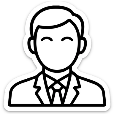 icon of a man with green eyes, wearing a suit and tie, simple clean lines, minimalistic icon style sticker