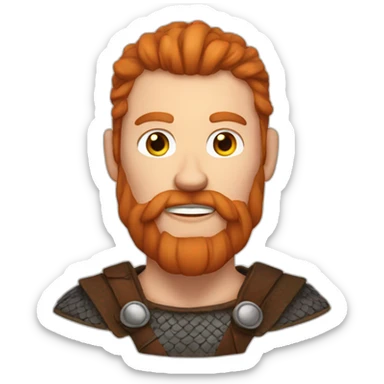 white male viking with a reddish beard streaked with white sticker