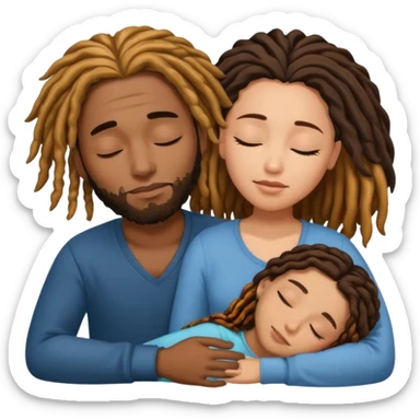 sleeping biracial couple (black male with caramel skin and dreads and hispanic female with fair skin and long brunette hair) sticker