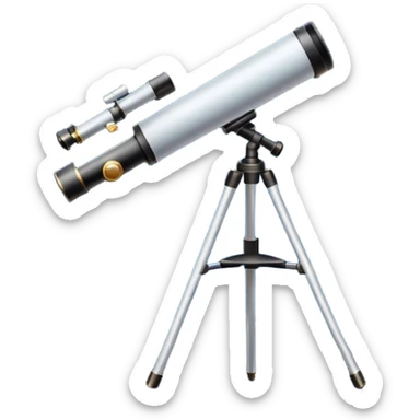 An icon featuring a telescope, stars, and a planet, symbolizing astronomy. The design includes a crescent moon, distant galaxies, and constellations, representing the study of space and celestial bodies. Transparent background highlights the exploration of the universe and cosmic phenomena. sticker