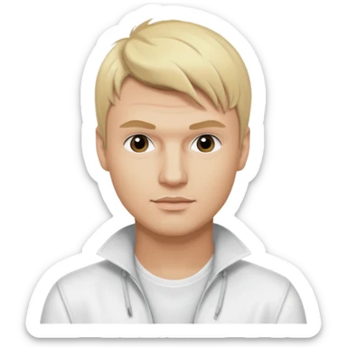 Nick Carter from Backstreet Boys with blonde hair, white outfit sticker