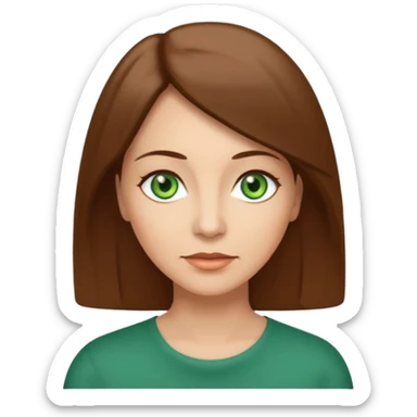 middle age woman with green eyes and shoulder length straight brown hair sticker