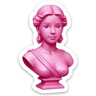Jeff Koons style pink Grecian bust sculpture in a garden landscape  sticker