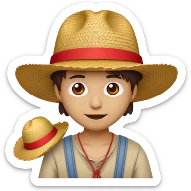 Fait moi cette emoji 🏴‍☠️ parfait maintenant rajoute un chapeau de paille avec un fil rouge c'est tout  sticker