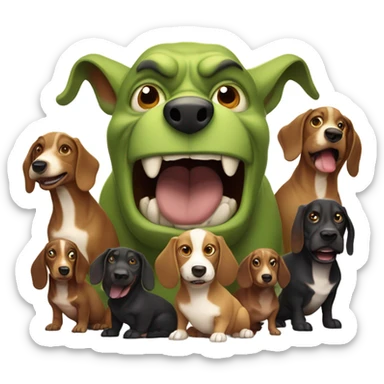 Shrek overlord of weenie dogs sticker