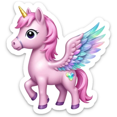 Sparkly little soft pink pony wings  sticker