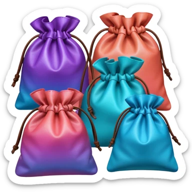 coins  pack in gradient of turquoise, blue, pink, purple, and coral color in leather brown bag sticker