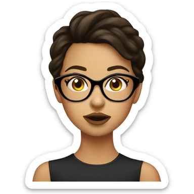 Brunette girl with glasses gorgeous giving kisses sticker