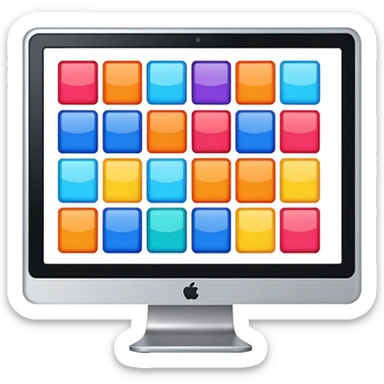A monitor screen, showing some colorful layouts like scquares, rectangles, etc. sticker
