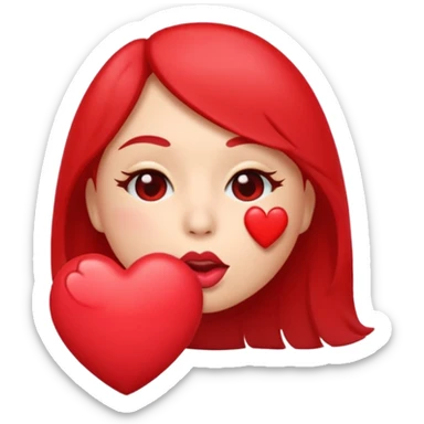 Emoji, face blowing a kiss, puckered lips, small heart sticker
