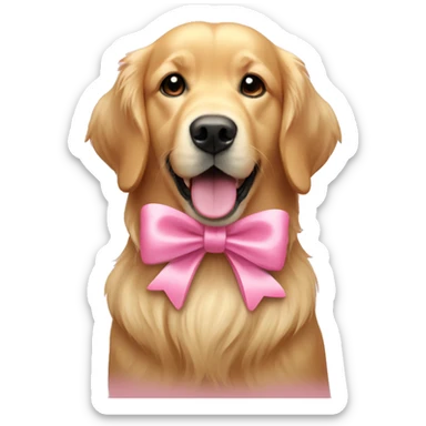 A golden retriever with a pretty pink bow sticker