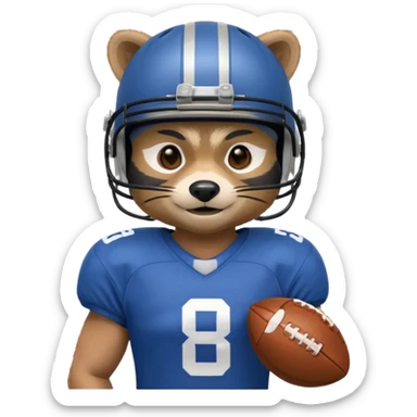 american football player raccoon blue sticker