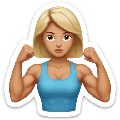 Woman with muscular arms and a manicured hand in a fist sticker