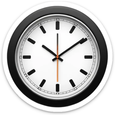 necesito un reloj, ilustrado minimalista, a blancoy negro, con linea delgada , como un icono, que marque las 10 am, sin logo de marca, un reloj de pared sticker