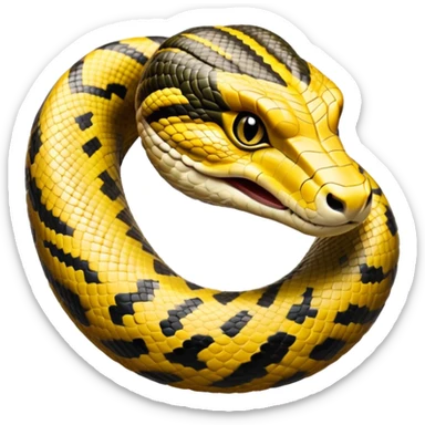 cinematic-noble-anaconda-portrait-emoji,-poised-and-imposing,-with-a-massive,-sinuous-build-draped-in-intricately-patterned-scales-and-piercing,-focused-eyes,-simplified-yet-sharp-and-sophisticated-features,-highly-detailed sticker