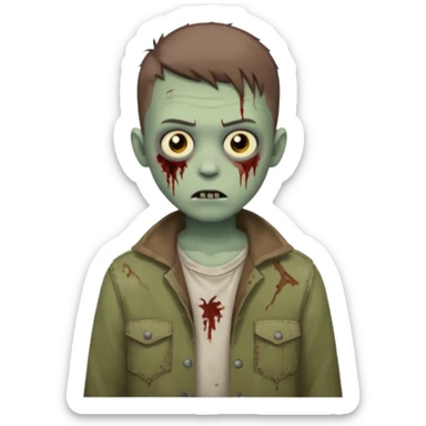 boy zombie with an brown buzzcut hairstyle sticker