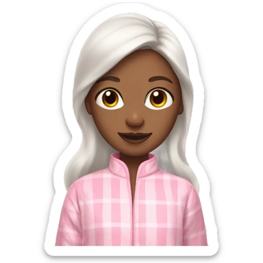 angelic light ash brown hair girl doing skin care in pink pajamas sticker