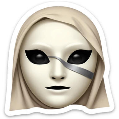 Vessel from Sleep Token, masked figure, mysterious, shadowy, enigmatic, stylized as an emoji sticker