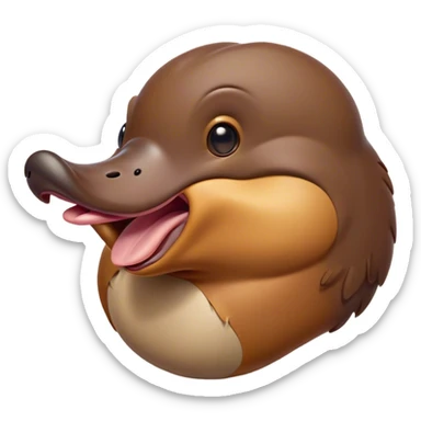 Cinematic Cute Yawning Platypus Portrait Emoji, Head tilted slightly with a dramatic, wide-open yawn, showcasing a soft, textured brown fur with a relaxed duckbill and droopy eyes in drowsy contentment, Simplified yet irresistibly adorable features, highly detailed, glowing with a soft, cozy glow, high shine, relaxed yet expressive, stylized with a touch of quirky charm, bright and endearing, soft glowing outline, capturing the essence of a sleepy yet affectionate platypus, so drowsy it feels like it could float out of the screen and curl up for a nap! sticker