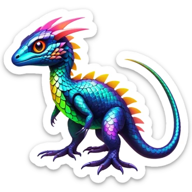 Tropical futuristic lush warm-colored modern colorful neon-colored Fakémon-Trico-creature sticker